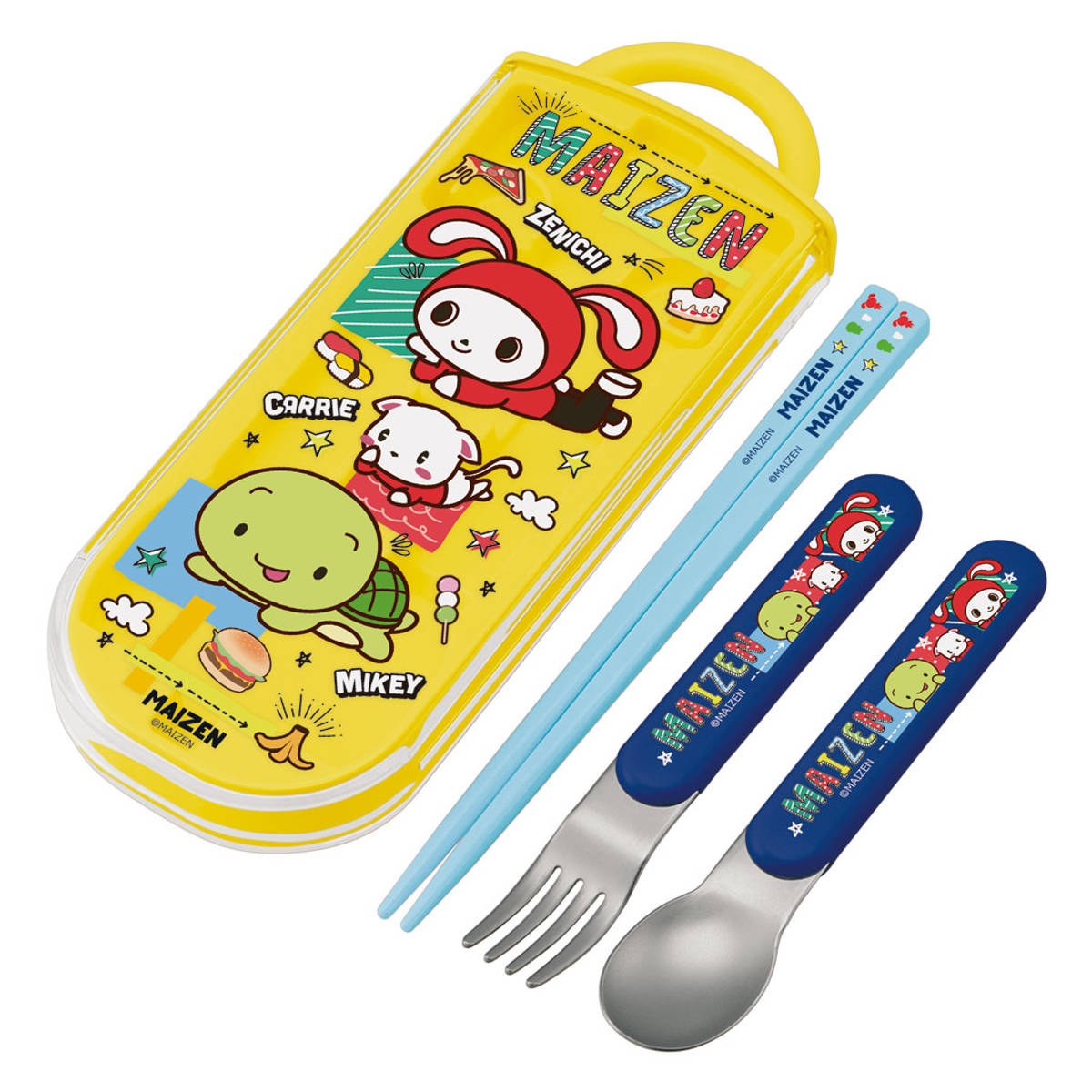 トリオセット 抗菌 箸 スプーン フォーク 食洗機対応 キャラクター ( ポケモン まいぜんシスターズ ミッキー ダンボ シナモン プラレール マリオ にゃんこ大戦争 スプラトゥーン タマ ぐでたま あつ森 くまのがっこう ) 【まいぜんシスター23】 まいぜんシスター23