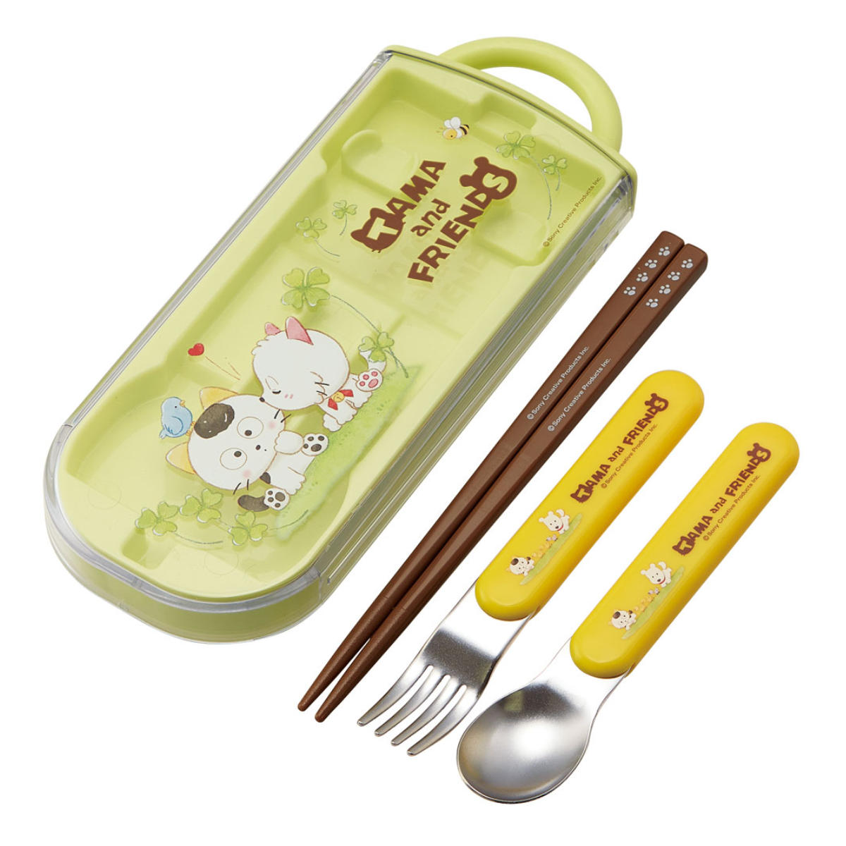 トリオセット 抗菌 箸 スプーン フォーク 食洗機対応 キャラクター ( ポケモン まいぜんシスターズ ミッキー ダンボ シナモン プラレール マリオ にゃんこ大戦争 スプラトゥーン タマ ぐでたま あつ森 くまのがっこう ) 【タマフレンズ】 タマフレンズ