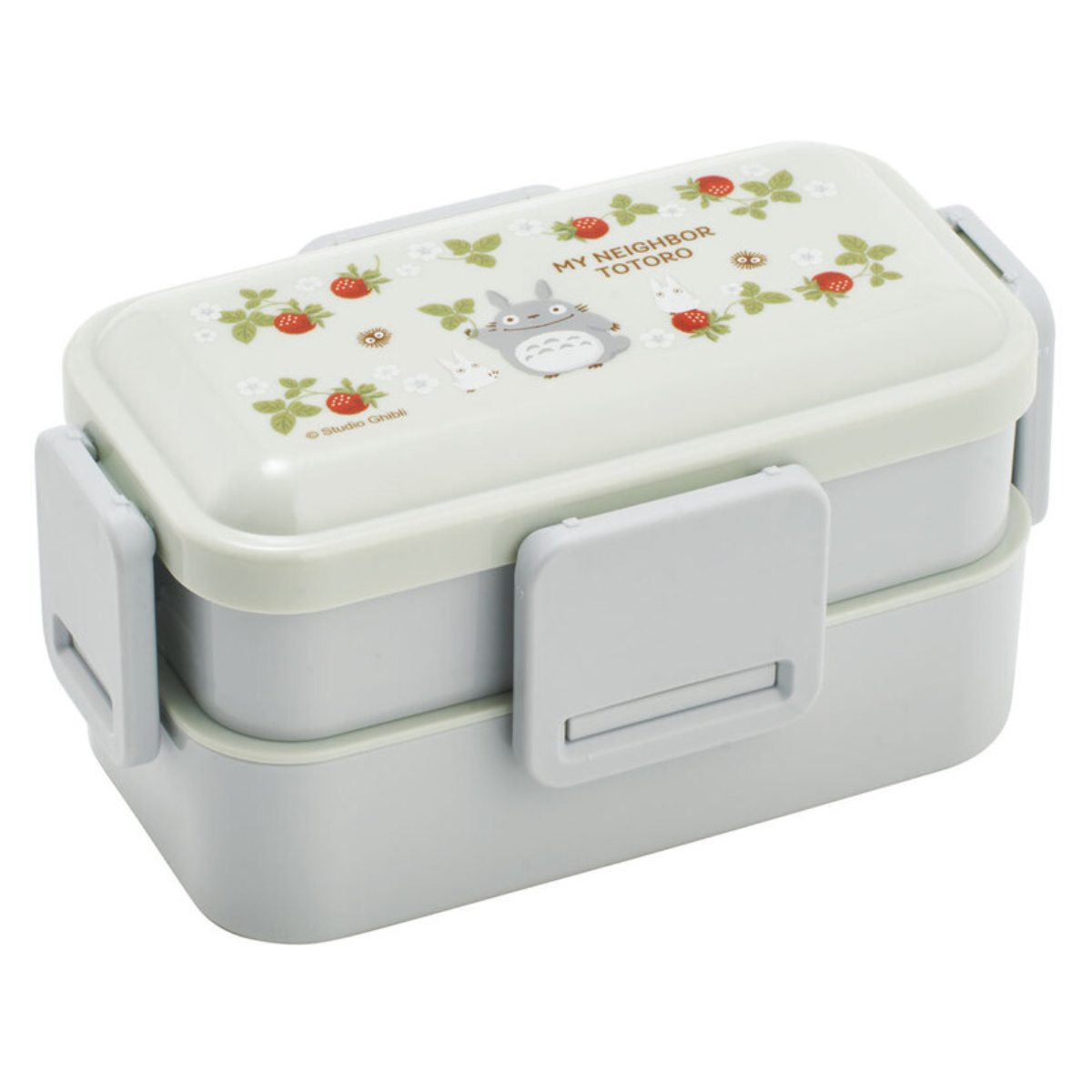 お弁当箱 2段 抗菌 600ml 抗菌2段ふわっと弁当箱 キャラクター ( ランチボックス 弁当 食洗機対応 レンジ対応 仕切り付き 4点ロック マイメロ クロミ ピーターラビット ジジ シナモン ハンギョドン ポチャッコ ピングー ) 【トトロ木苺】 トトロ木苺