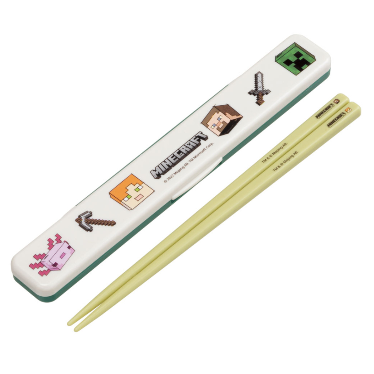 箸箱セット 抗菌 箸 18cm 音の鳴らない キャラクター ( 食洗機対応 お箸 箸箱 18センチ お弁当 弁当 携帯箸 お弁当用箸 持ち運び カトラリー 日本製 ) 【マイクラエクスプローラー】 マイクラエクスプローラー