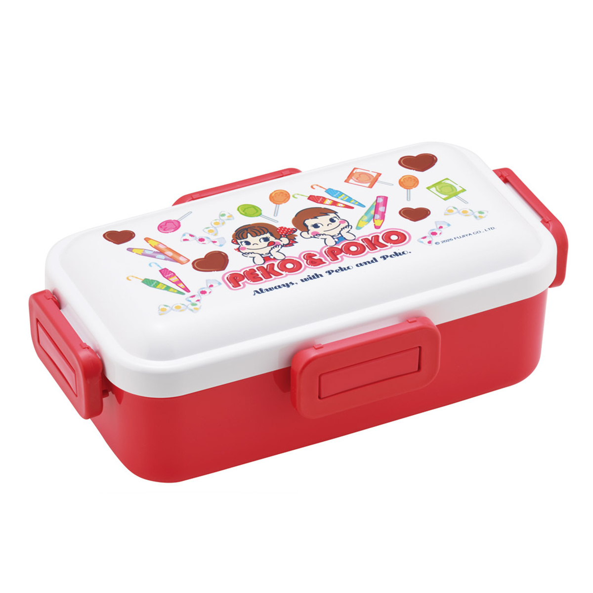 弁当箱 530ml 抗菌ふわっと弁当箱 ペコちゃん おかし ( ランチボックス 食洗機対応 レンジ対応 一段 抗菌 ドーム型 4点ロック 1段 日本製 仕切り付き 銀 AG 抗菌加工 食洗機OK レンジOK お弁当 弁当 一段弁当 )