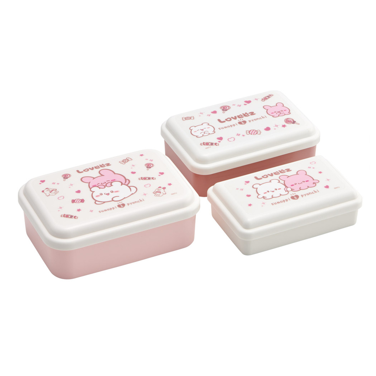 弁当箱 抗菌入子式シール容器 3個セット らぶい~ず ( レンジ対応 保存容器 シール容器 ランチボックス 抗菌 日本製 レンジOK 弁当 お弁当 抗菌加工 果物ケース デザートケース フルーツケース )