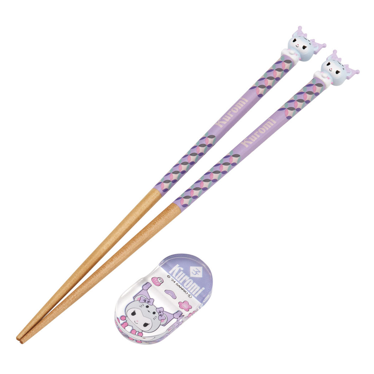 箸 マスコット付箸・箸置き ( 21cm お箸 天然木 キャラクター すべり止め加工 はし ハシ おはし カトラリー 干支 スヌーピー クロミ マイメロディ ハローキティ シナモロール ハンギョドン ポムポムプリン かわいい ) 【クロミ子】 クロミ子