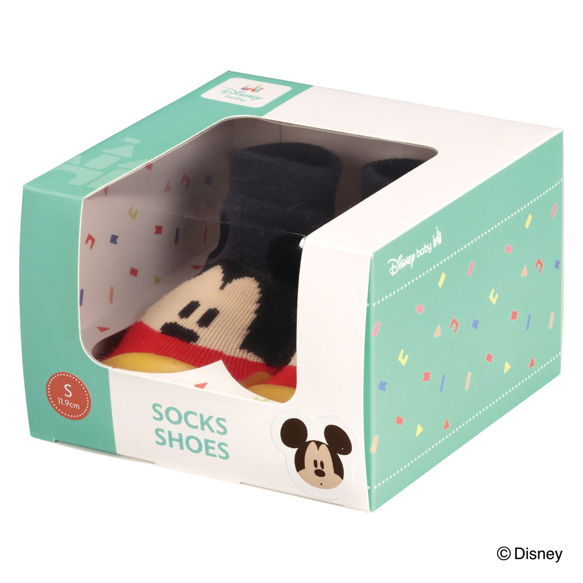 ソックス シューズ ベビー ギフトボックス S 11.9cm ミッキーマウス ( ソックスシューズ 靴下 くつした トレーニングシューズ 赤ちゃん 子ども プレゼント ファーストシューズ ルームシューズ 出産祝い BOX入り ギフト かわいい )