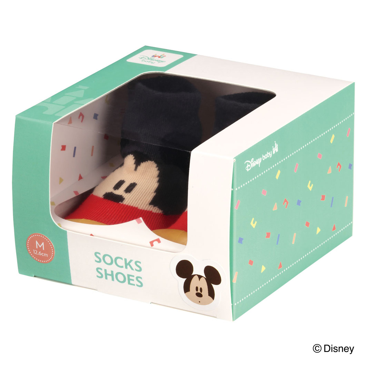 ソックス シューズ ベビー ギフトボックス M 12.6cm ミッキーマウス ( ソックスシューズ 靴下 くつした トレーニングシューズ 赤ちゃん 子ども プレゼント ファーストシューズ ルームシューズ 出産祝い BOX入り ギフト かわいい )