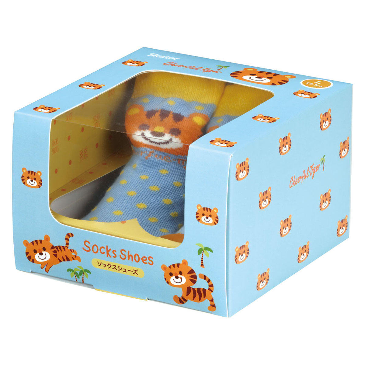 ソックス シューズ ベビー ギフトボックス L 13.3cm チアフルタイガー ( ソックスシューズ 靴下 くつした トレーニングシューズ 赤ちゃん 子ども プレゼント ファーストシューズ ルームシューズ 出産祝い BOX入り ギフト かわいい )