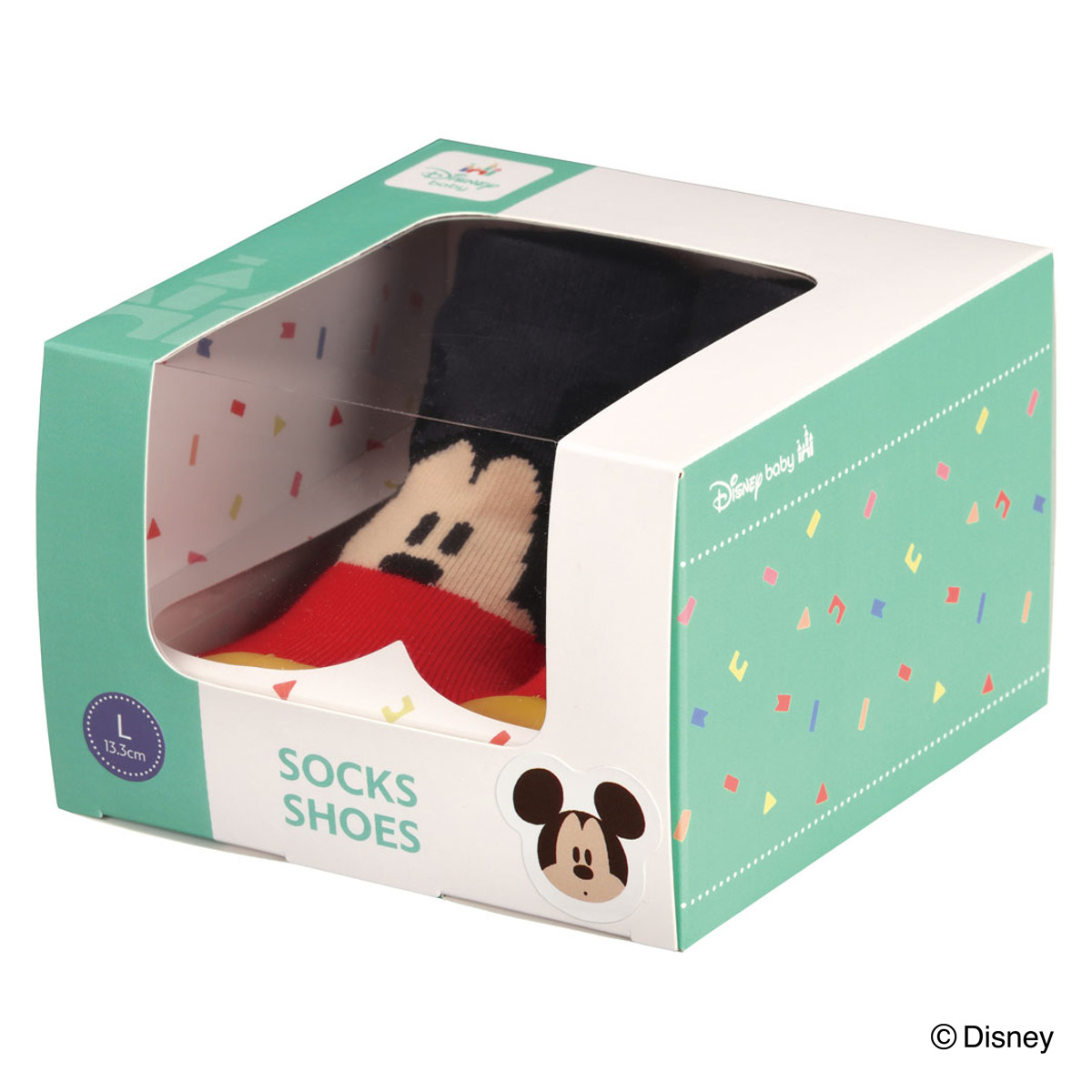 ソックス シューズ ベビー ギフトボックス L 13.3cm ミッキーマウス ( ソックスシューズ 靴下 くつした トレーニングシューズ 赤ちゃん 子ども プレゼント ファーストシューズ ルームシューズ 出産祝い BOX入り ギフト かわいい )