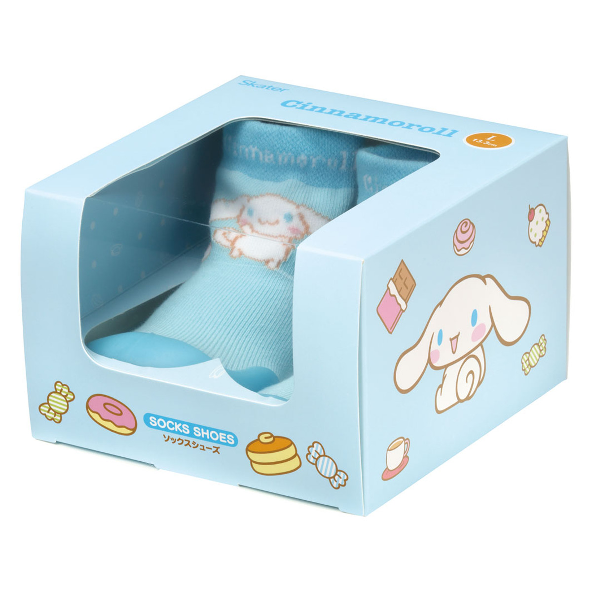 ソックス シューズ ベビー ギフトボックス L 13.3cm シナモロール ( ソックスシューズ 靴下 くつした トレーニングシューズ 赤ちゃん 子ども プレゼント ファーストシューズ ルームシューズ 出産祝い BOX入り ギフト かわいい )