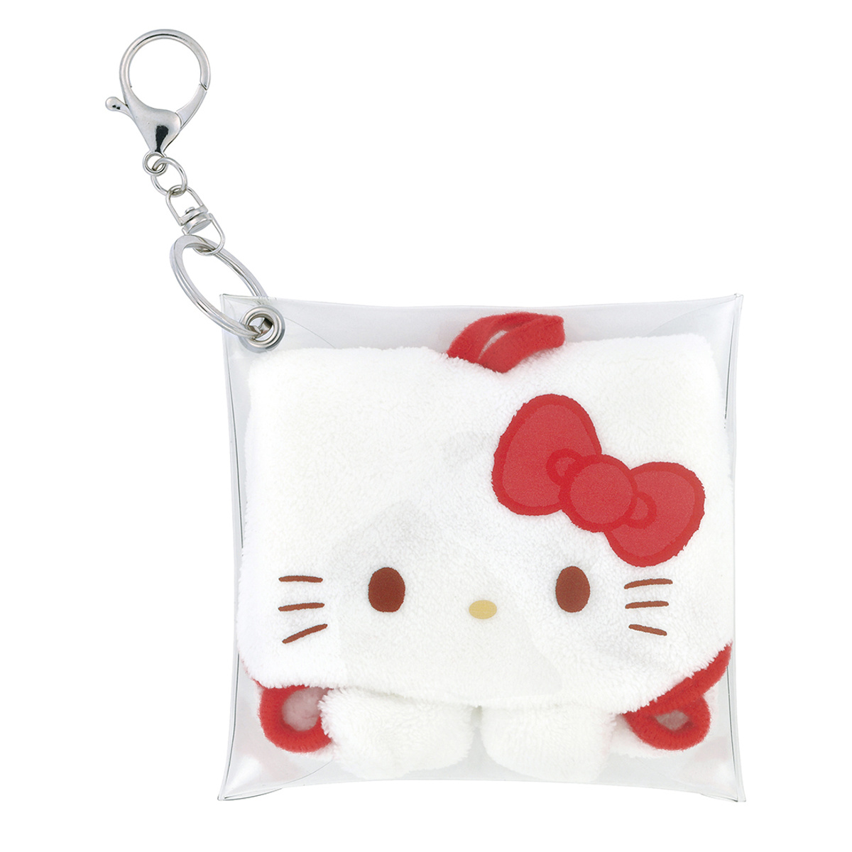 おしぼり パペット風おしぼりセット ハローキティ ( お手拭き タオル ハンカチ ハンドタオル キーチェーン ケース パペット おしぼりタオル 手拭き おしぼりケース ケース付 子供 キッズ 給食 ループ付き )