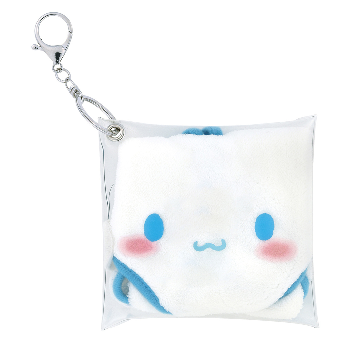 おしぼり パペット風おしぼりセット シナモロール ( お手拭き タオル ハンカチ ハンドタオル キーチェーン ケース パペット おしぼりタオル 手拭き おしぼりケース ケース付 子供 キッズ 給食 ループ付き )