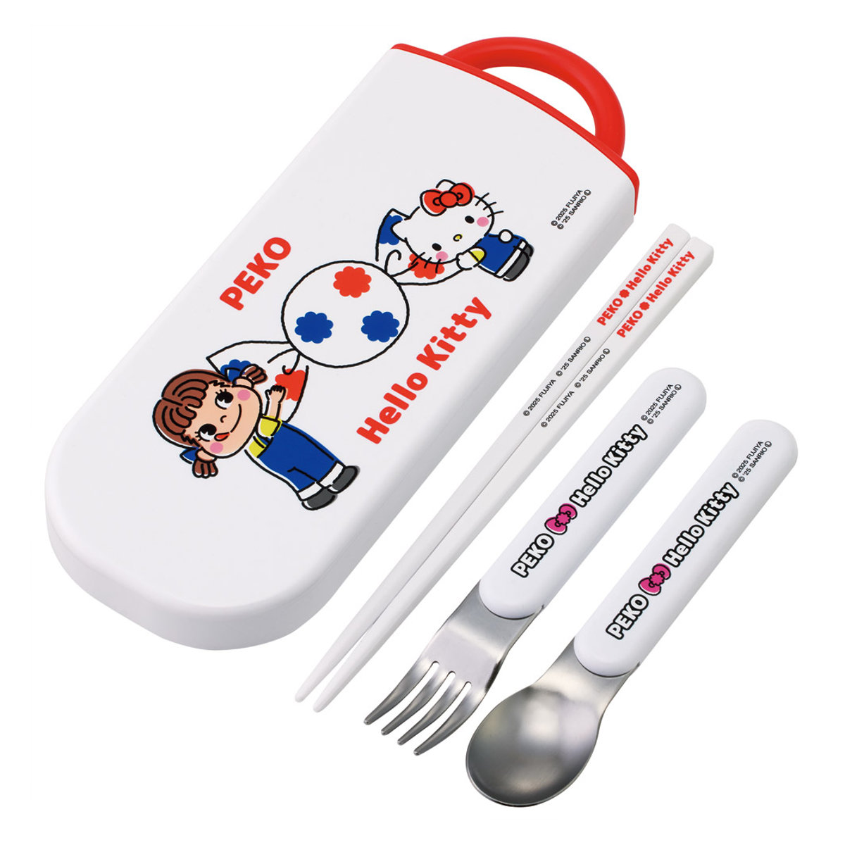 トリオセット 抗菌食洗対応トリオセット PEKO×キティ ( 食洗機対応 カトラリーセット お箸 AG 銀 抗菌 子供 日本製 食洗機OK カトラリー お弁当 弁当 幼稚園 保育園 給食 キッズ 抗菌加工 )