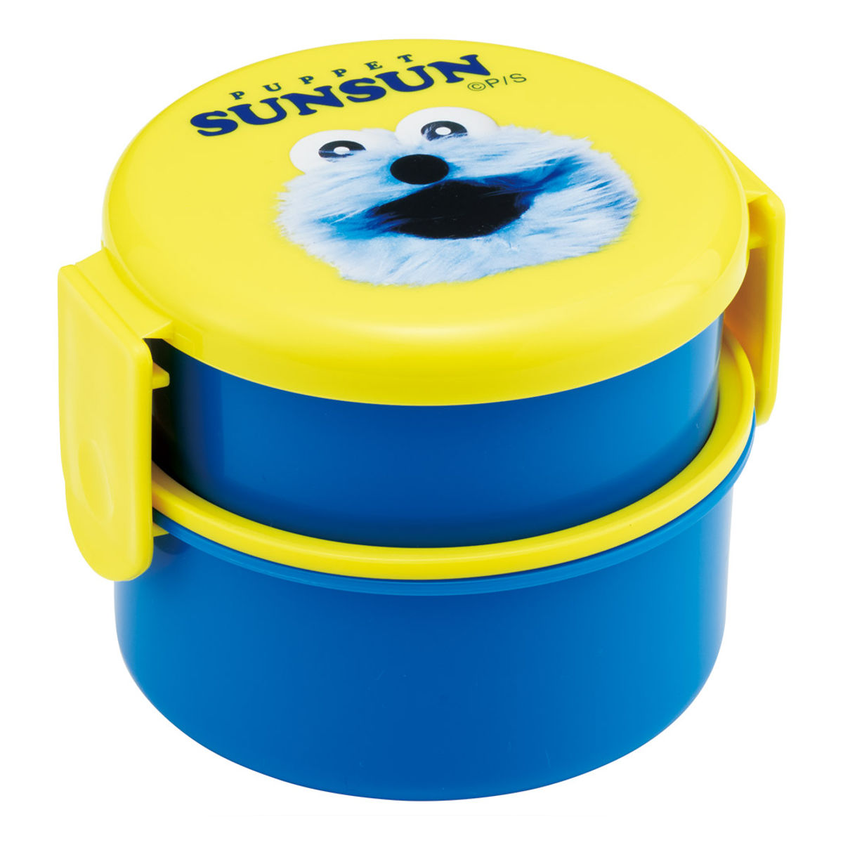 弁当箱 2段 500ml 丸型ランチボックス2段 パペットスンスン ( お弁当箱 丸型 ランチボックス レンジ対応 日本製 レンジOK お弁当 弁当 フォーク付き おにぎり 子ども用お弁当箱 2段弁 )