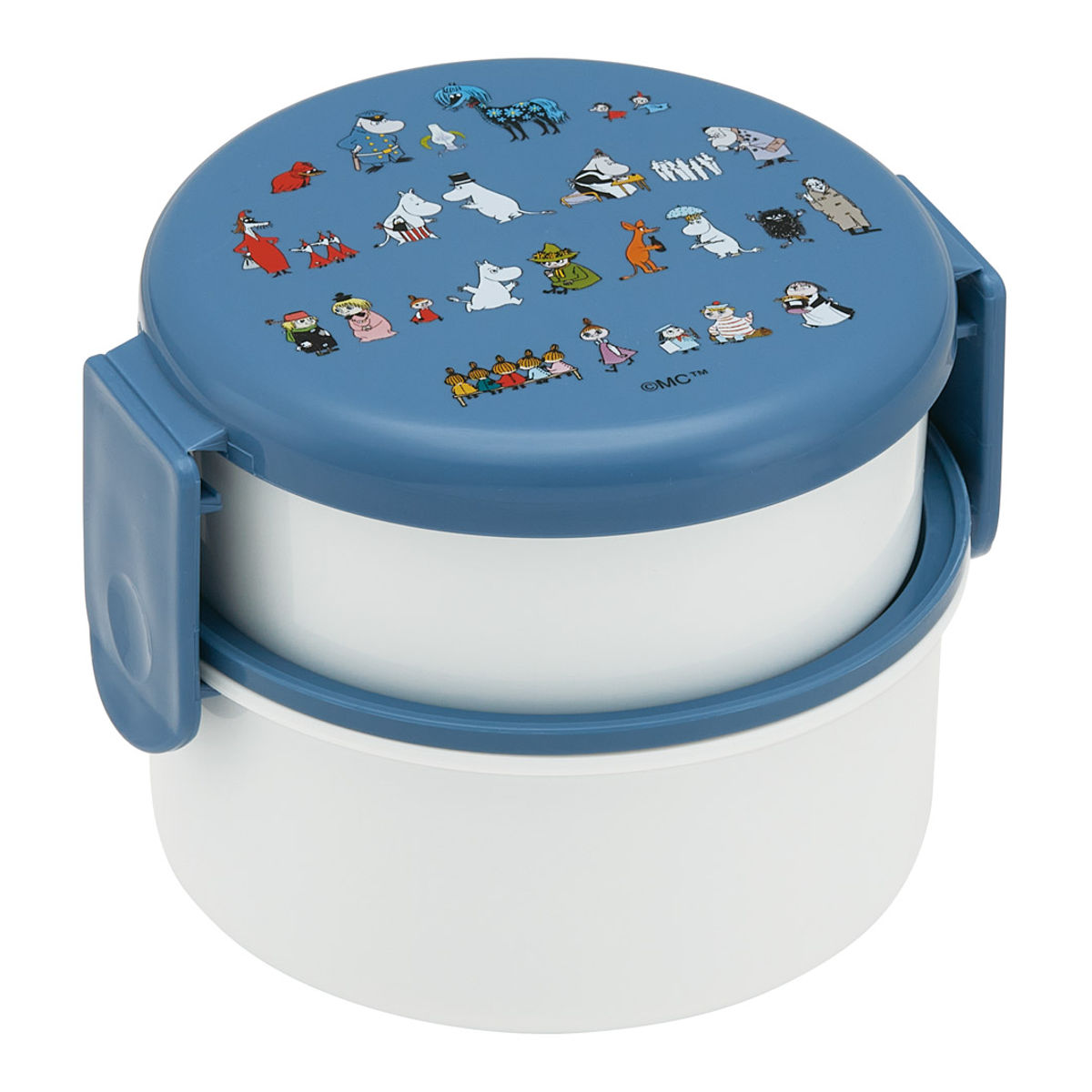 弁当箱 2段 500ml 丸型ランチボックス2段 ムーミン80 ( ムーミン お弁当箱 丸型 ランチボックス レンジ対応 日本製 レンジOK お弁当 弁当 フォーク付き おにぎり 子ども用お弁当箱 2段弁 )