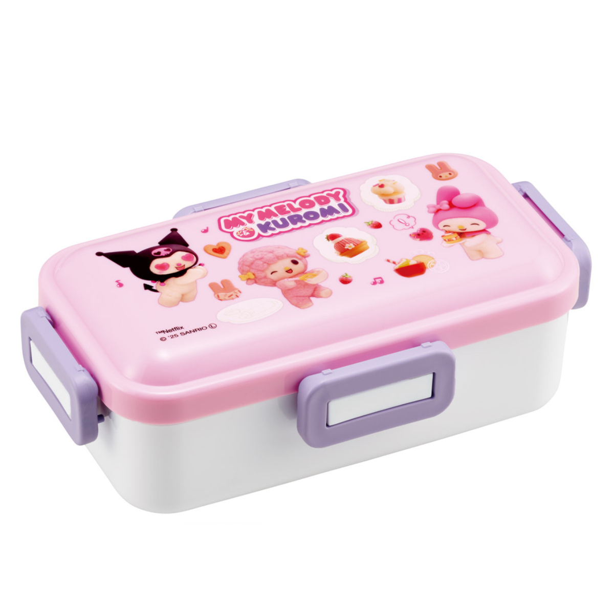 弁当箱 1段 530ml ふわっと弁当箱 マイメロクロミ Netflix ( ランチボックス 食洗機対応 レンジ対応 一段 ドーム型 4点ロック 日本製 仕切り付き 食洗機OK レンジOK お弁当 弁当 一段弁当 )