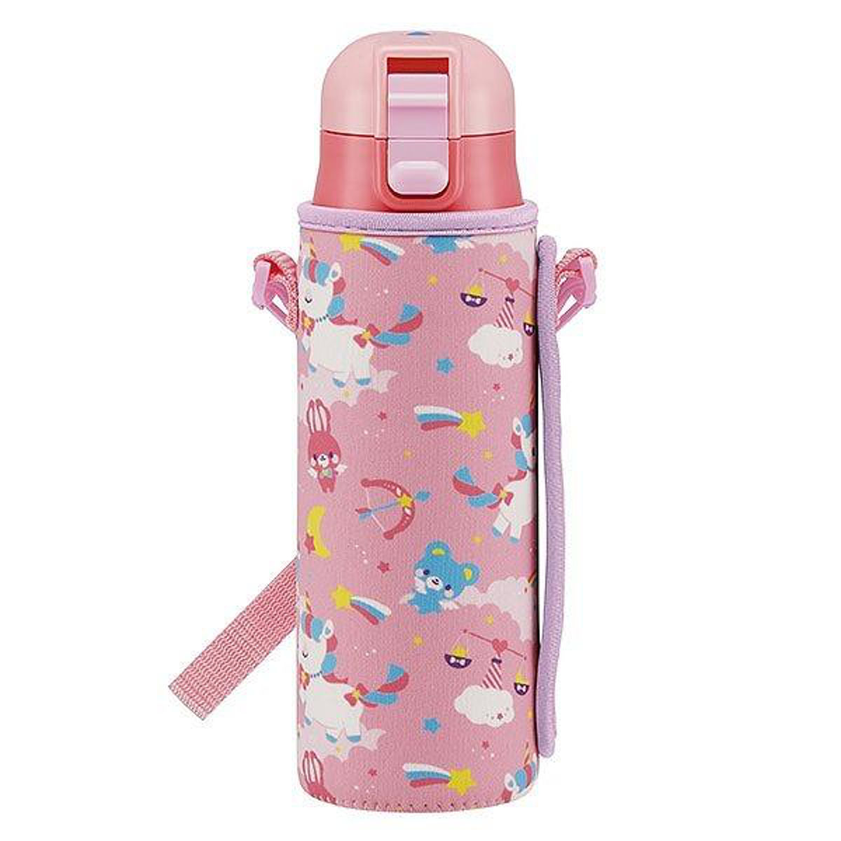 水筒 直飲み ステンレス ワンプッシュボトル カバー付き ユニコーン 470ml ( ステンレスボトル 幼稚園 保育園 子供用水筒 超軽量 ダイレクトボトル ステンレス製 子ども すいとう )