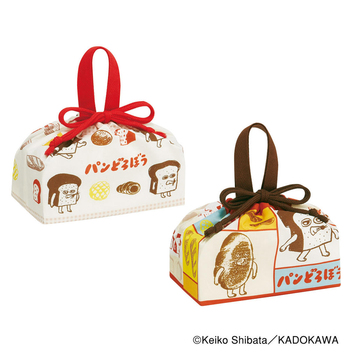 ランチ巾着 2枚セット パンどろぼう ( 弁当袋 お弁当袋 給食袋 巾着袋 ランチバッグ 子供 お弁当箱 日本製 弁当箱 弁当 給食 袋 弁当巾着 マチ 小物入れ 幼稚園 保育園 キッズ )