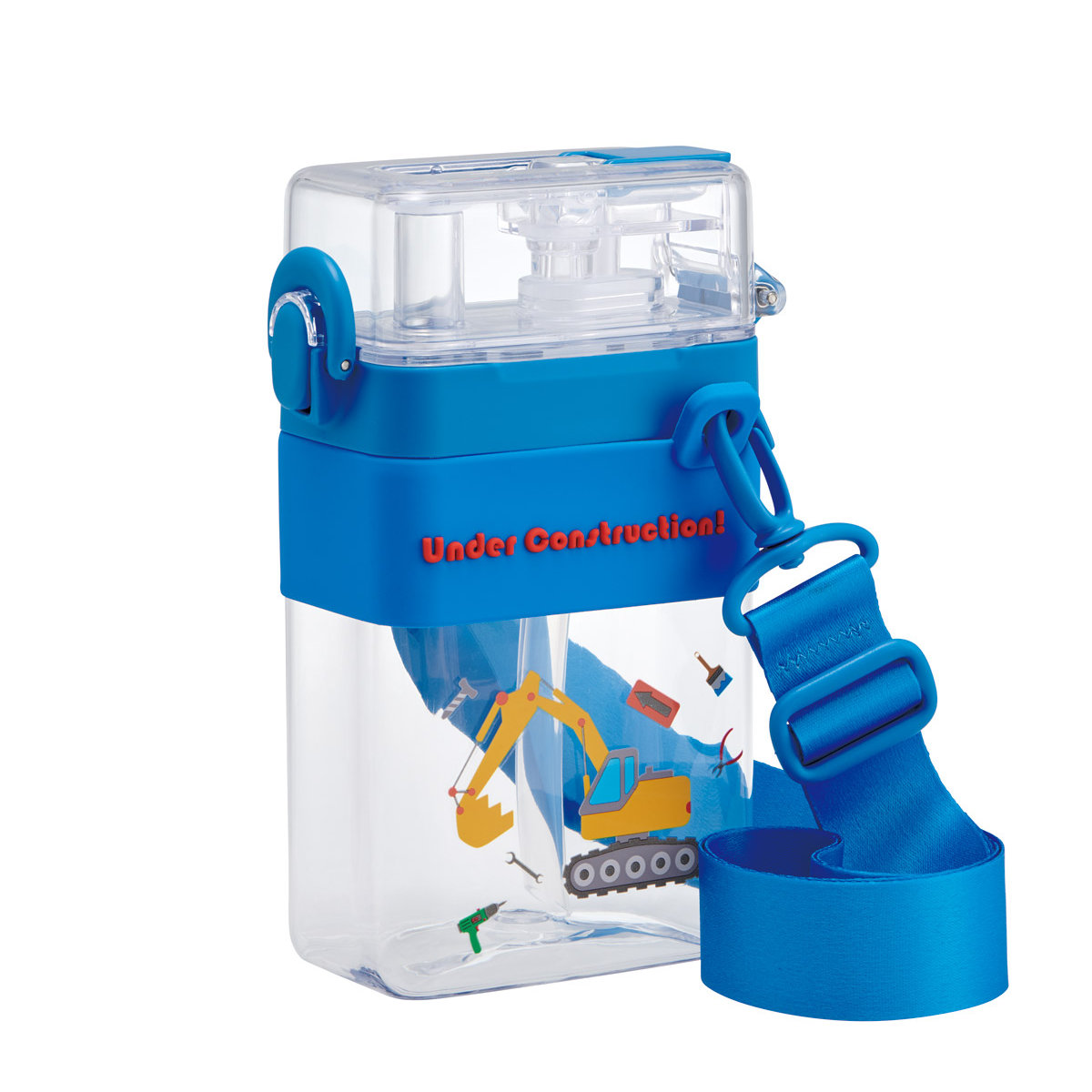 水筒 600ml スクエア2WAYボトル はたらくクルマ ( 直飲み ストローボトル 2way ダイレクト プラスチック 直のみ すいとう ストロー ボトル 軽い キッズ 子供 クリア )