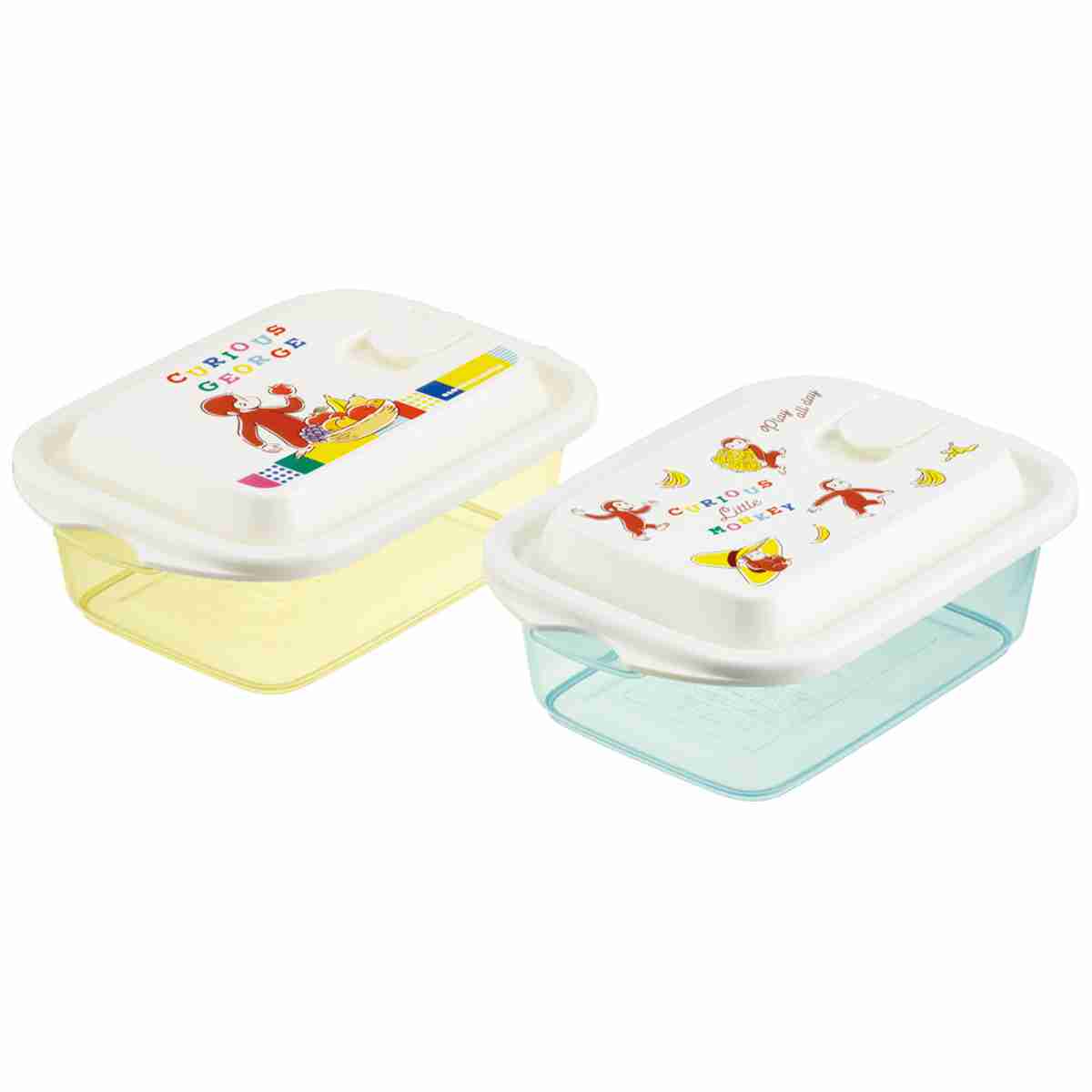 保存容器 500ml エアー弁 ふわっと保存容器 L おさるのジョージ ブロック 2個入り ( プラスチック 電子レンジ対応 フードコンテナ キャラクター 日本製 プラスチック容器 作り置き 弁当箱 保存 容器 食品保存 おしゃれ かわいい )