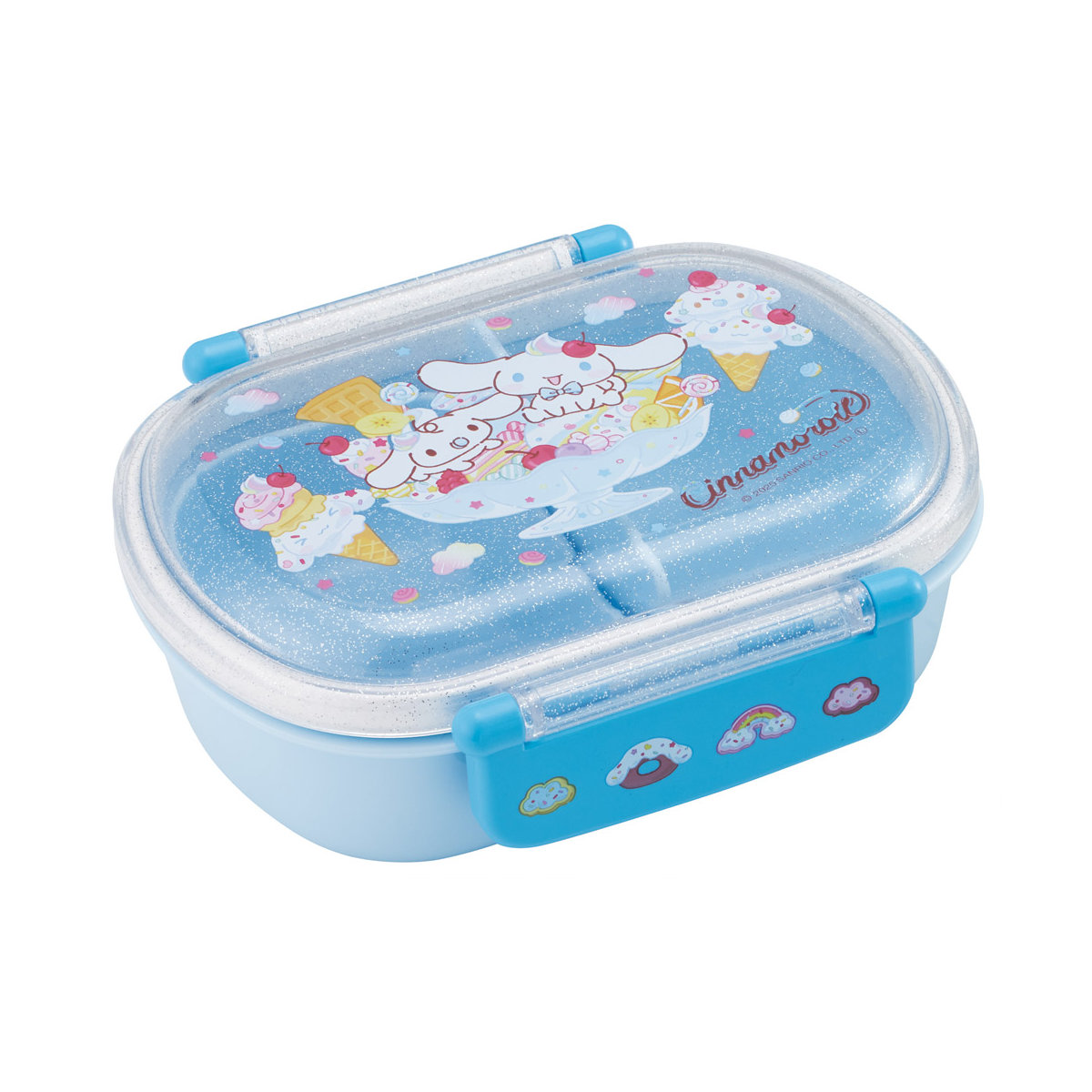 弁当箱 360ml ふわっとタイトランチBOX シナモロールファンシー ( ランチボックス 食洗機対応 レンジ対応 抗菌 日本製 ドーム蓋 キッズ 子供 食洗機OK レンジOK お弁当 弁当 一段 2点ロック 抗菌加工 )