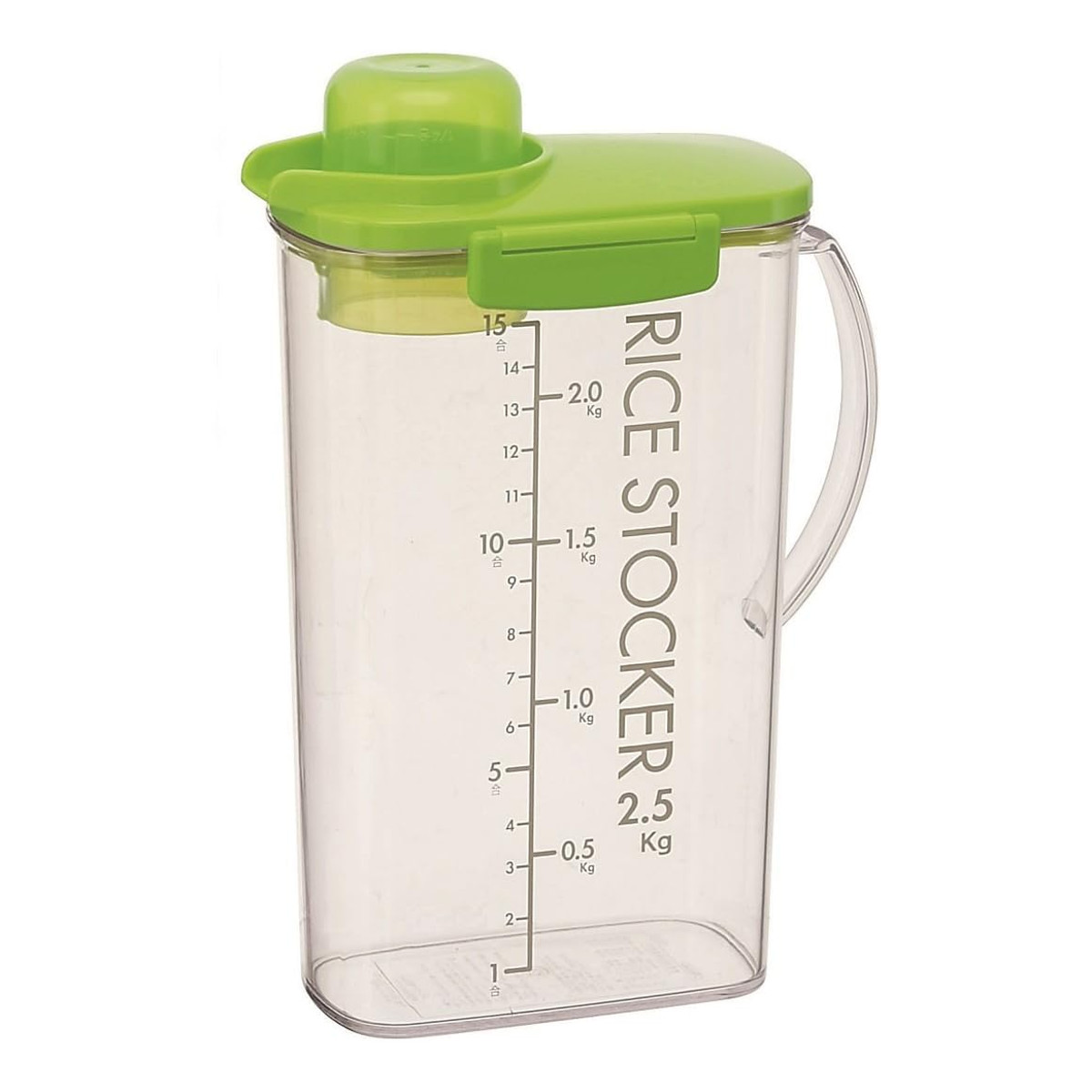 米びつ ライスストッカー 2.5kg ( 計量カップ付き 目盛り付き 冷蔵庫 ドアポケット ライスボックス 米櫃 こめびつ おすすめ スリム おしゃれ 無洗米対応 米ストッカー コメビツ お米収納 お米保存 キャスター付き 2.5キロ )