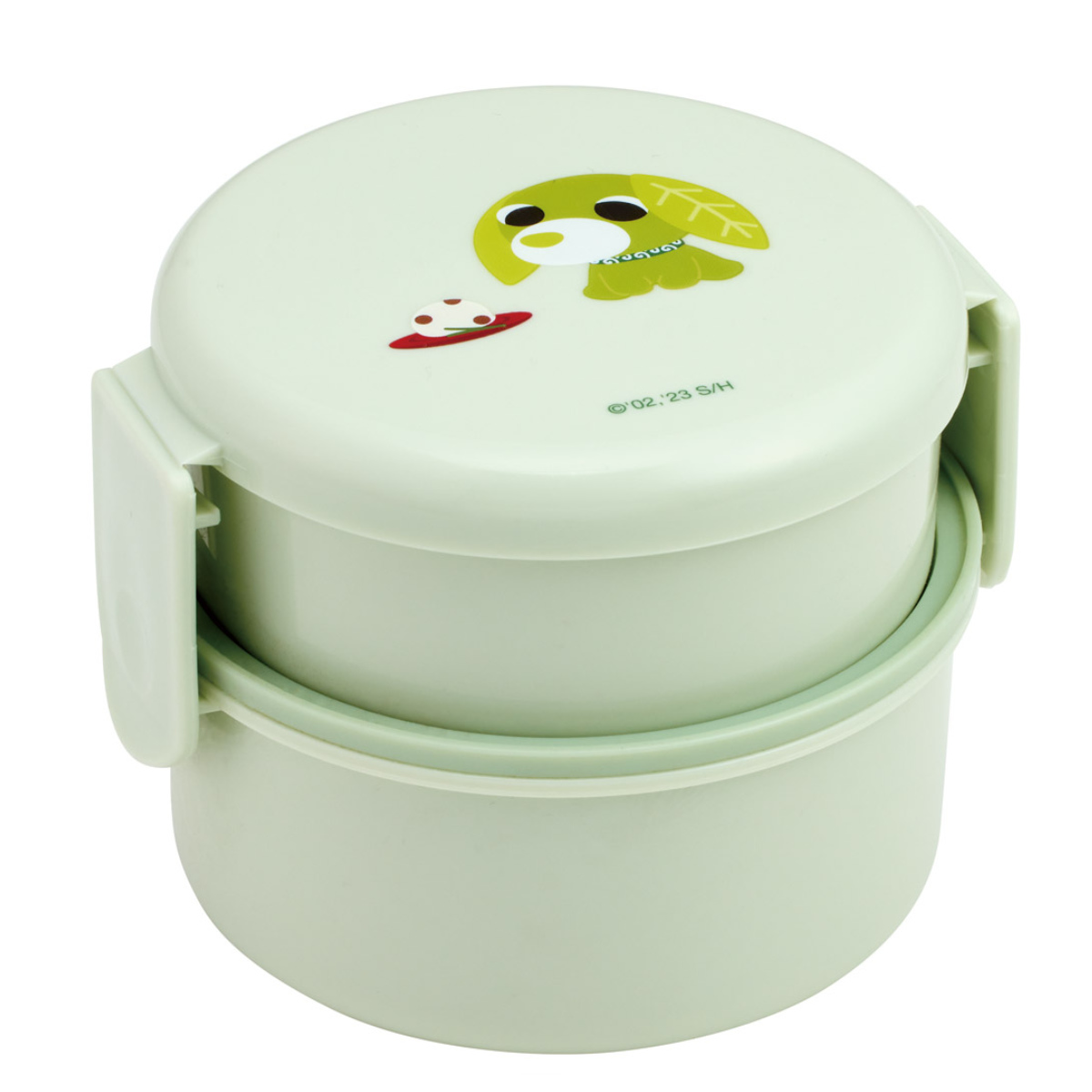 弁当箱 500ml 丸型ランチボックス2段 お茶犬リョク ( お弁当箱 丸型 ランチボックス レンジ対応 日本製 レンジOK お弁当 弁当 フォーク付き おにぎり 子ども用お弁当箱 2段弁 )