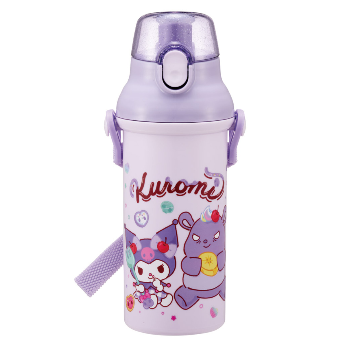 水筒 480ml 直飲プラワンタッチボトル クロミファンシー ( 子供用 プラスチック製 ダイレクトボトル 直飲み ワンタッチ 日本製 ショルダーベルト付き 広口 軽量 ボトル ワンプッシュ )