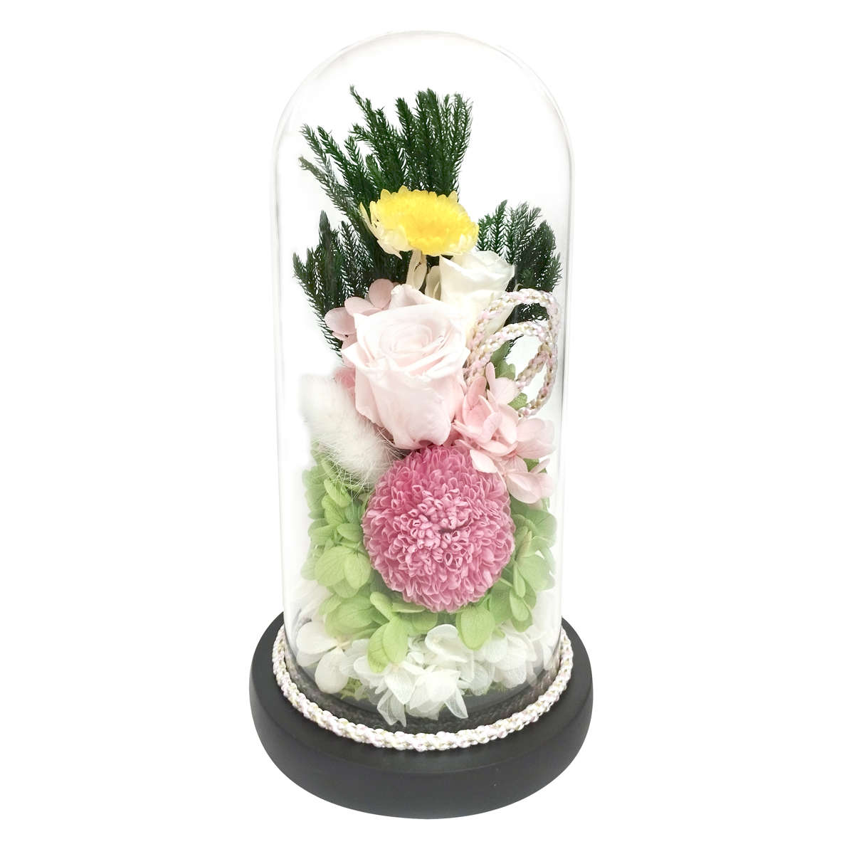 供え花 仏花 お供え ガラスドームアレンジメント ( 造花 ブリザードフラワー 枯れない 仏壇 ドーム 花 フェイクフラワー 供花 御供え 枯れない花 水換え不要 夏 人工 お盆 お彼岸 お墓 法要 法事 仏具 ) 【B】 B