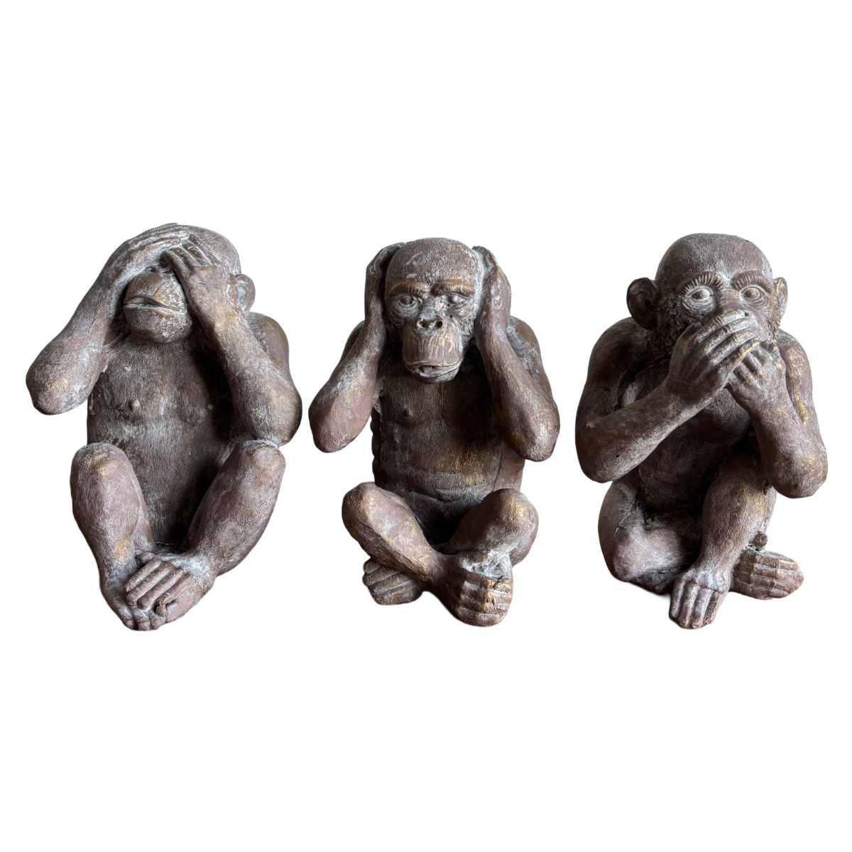 オブジェ デコール セメントオブジェ 見ザル聞カザル言ワザル 3匹組 ( 置物 サル 猿 セメント オブジェ オーナメント ガーデンオーナメント 庭 インテリア 雑貨 屋外 ガーデン雑貨 中型 アニマル )