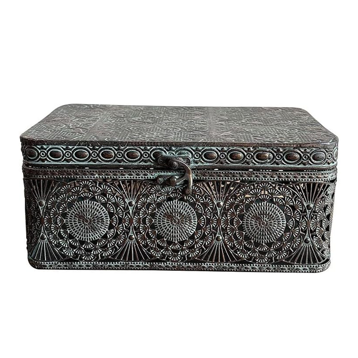 収納ボックス アンクブリキボックス S 小物入れ ふた付き 幅25.5×奥行17×高さ11cm ( 収納ケース 収納 ボックス ケース 収納箱 蓋付き ブリキ フタ付き アンティーク レトロ インテリア ディスプレイ レース )