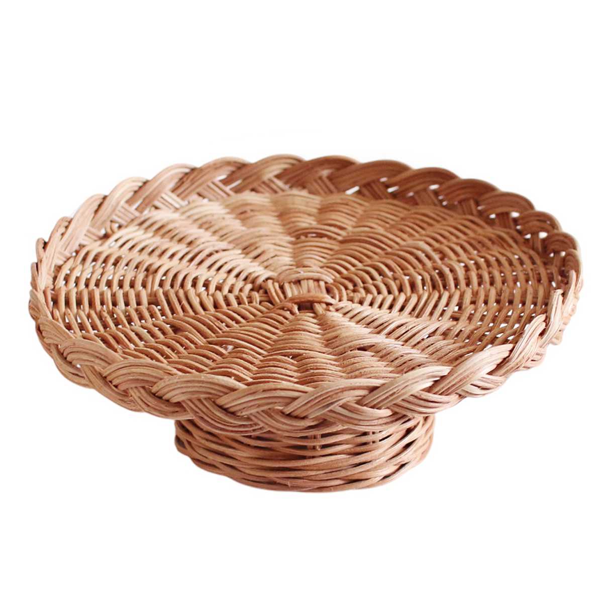 キッチンバスケット MERRY バスケット スタンドトレイ Sサイズ ( ブレッドケース 脚付きパンスタンド トレー ラタン 籐 籐バスケット ブレッド ケーキ スタンド 脚付き キッチン 収納 かご カゴ 籠 ナチュラル 丸型 おしゃれ )