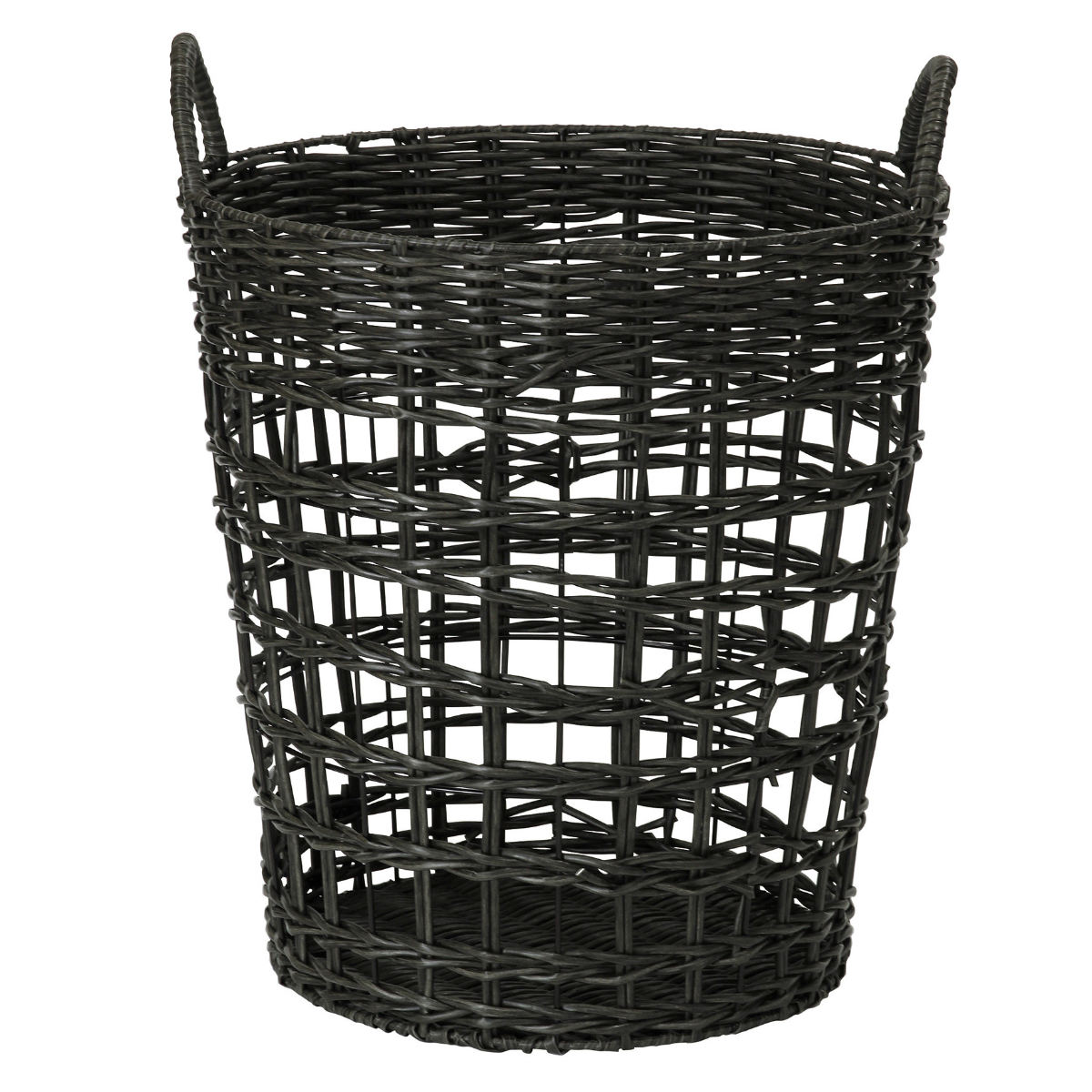 プランターカバー Re-PLA ハンドルラウンドバスケット Lサイズ ( 鉢カバー 鉢入れ 植木鉢入れ かご バスケット 丸 取っ手 スタンド 置き型 観葉植物 鉢植え 花 室内 収納 小物入れ インテリア ナチュラル おしゃれ )【 チャコールグレー 】 チャコールグレー