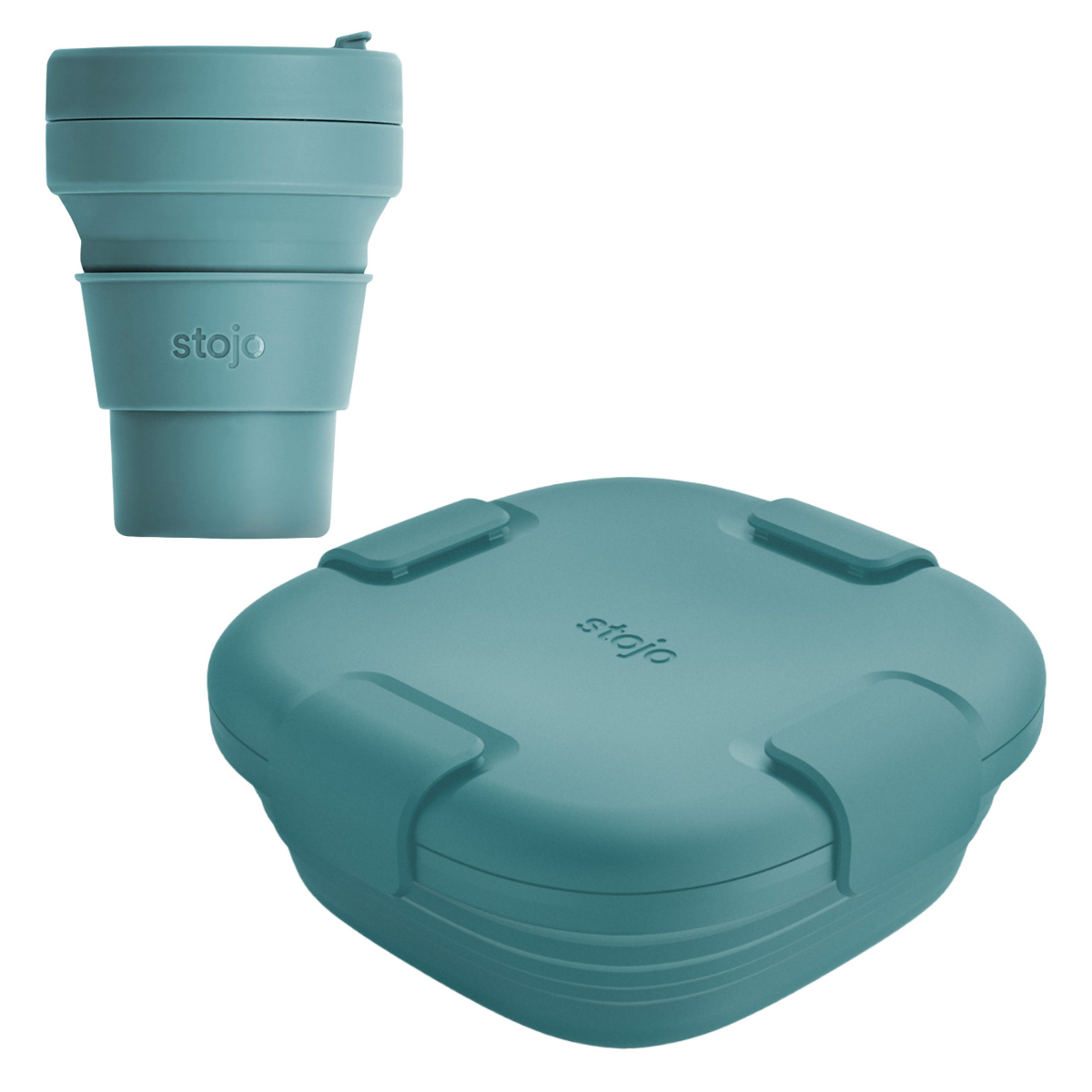 【正規販売店】タンブラー 弁当箱 セット stojo POCKETCUP BOX 折りたたみ ( ストージョ コップ お弁当箱 水筒 シリコン 食洗機対応 レンジ対応 カップ ランチグッズ 持ち運び マイタンブラー 折り畳み おしゃれ ) 【EUCALYPTUS】 EUCALYPTUS