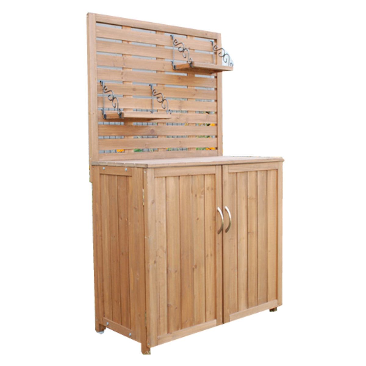 物置 パネル付収納庫 80 木製 ( 屋外物置 約 幅 80cm 木製物置 ベランダ 物置き 屋外収納 収納 ラック 収納棚 天然木 ガーデン ガレージ 庭用品 扉 ストッカー ガーデンストッカー パネル 棚付き おしゃれ )