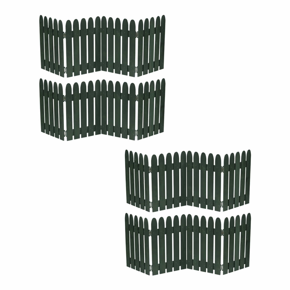 フェンス 折り畳めるウッドミニフェンス 木製 折り畳み 4枚組 ( ガーデンフェンス 柵 折りたたみ 4連 園芸 エクステリア 雑貨 ウッドフェンス 花壇 庭 ベランダ バルコニー ガーデニング 木製ガーデンフェンス 蝶番 インテリア ) 【ダークグリーン】 ダークグリーン