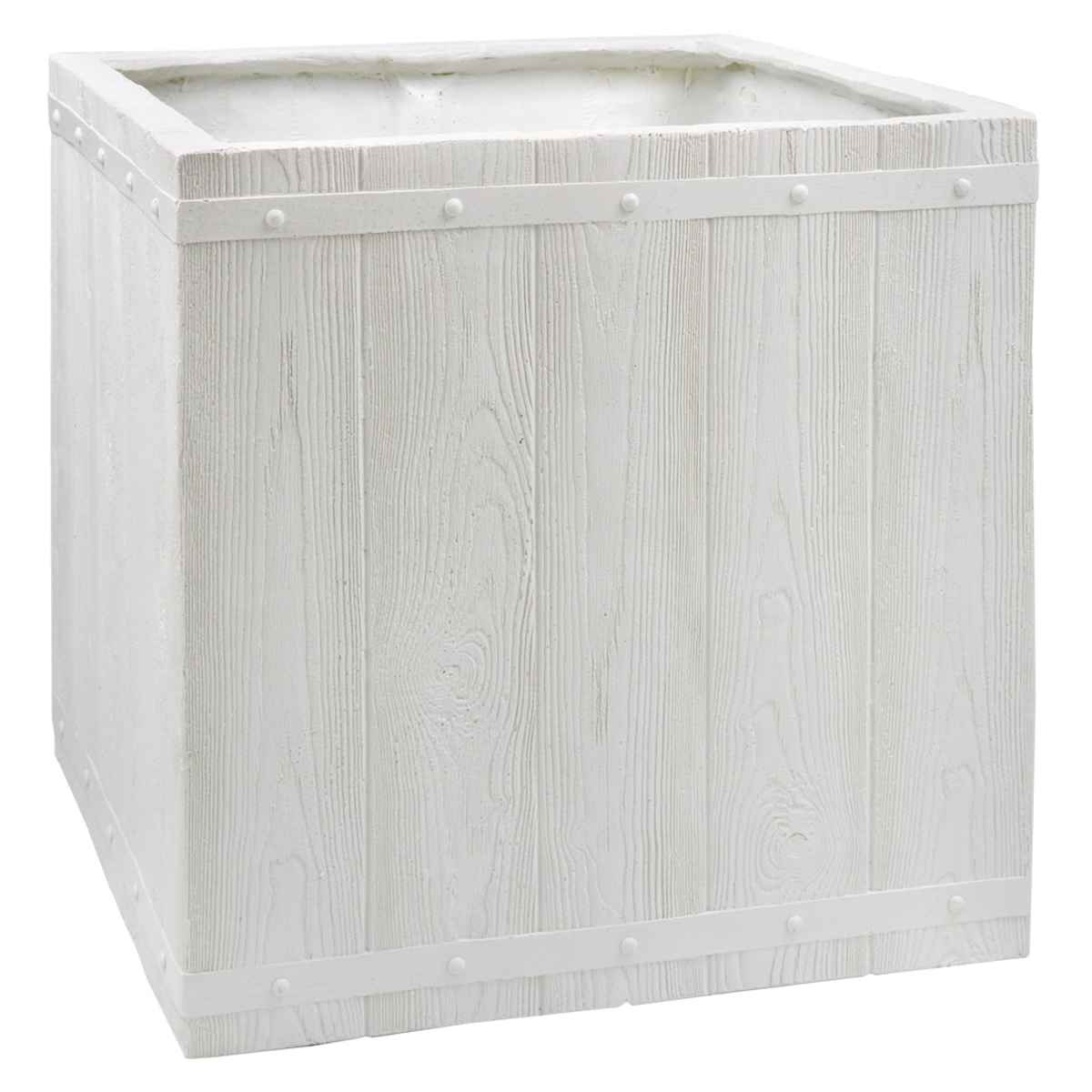 プランター ファーバー 木調FRPプランター 幅50cm 角型 ( プランターカバー ラウンド 植木鉢 鉢 底穴 屋外 外 家庭菜園 寄せ植え おしゃれ ポット 鉢カバー 鉢植え 屋内 正方形 大型プランター 水抜き穴 大型 花 ) 【ホワイト】 ホワイト