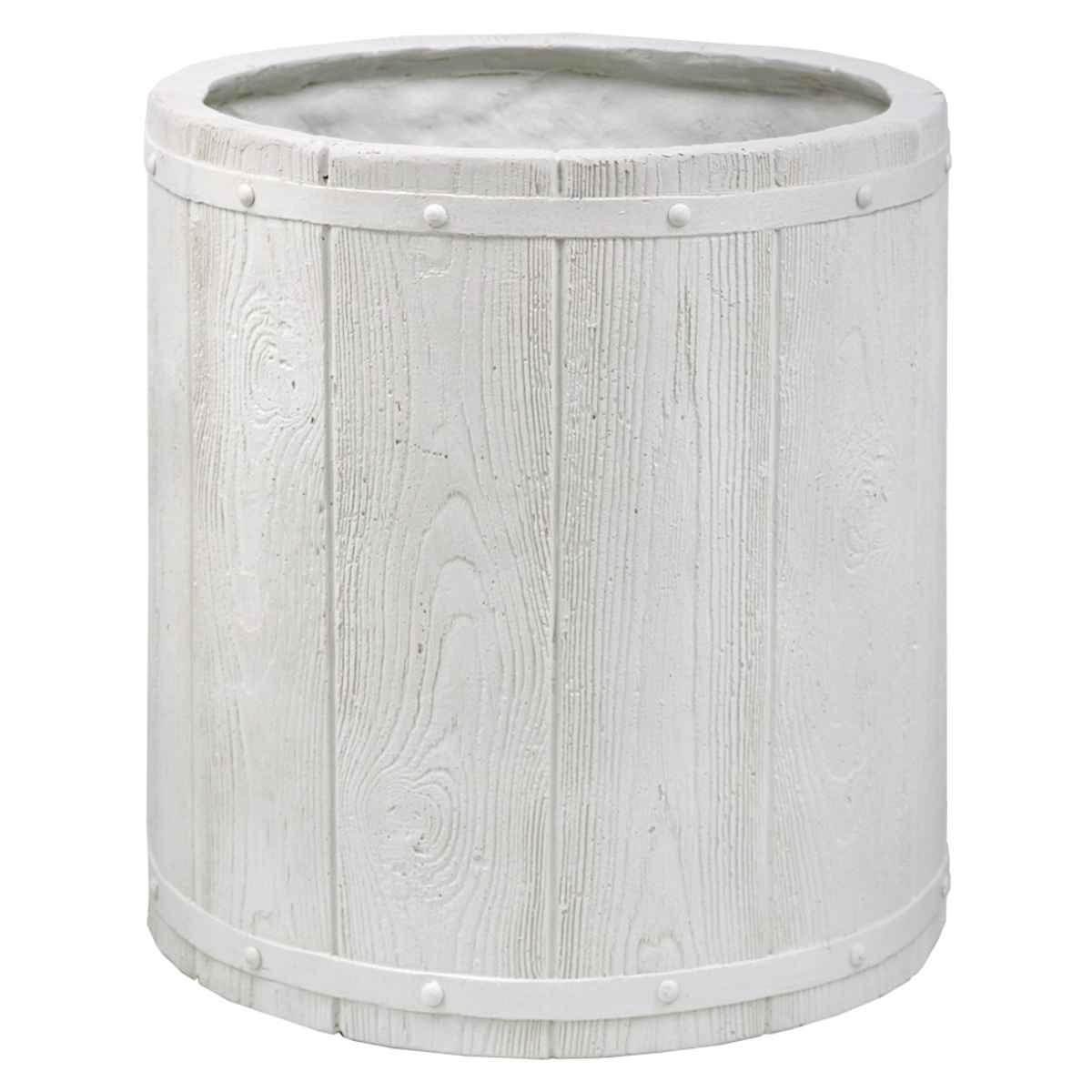 プランター ファーバー 木調FRPプランター 幅40cm 丸型 ( プランターカバー ラウンド 植木鉢 鉢 底穴 屋外 外 家庭菜園 寄せ植え おしゃれ ポット 鉢カバー 鉢植え 屋内 円形 大型プランター 水抜き穴 大型 花 ) 【ホワイト】 ホワイト