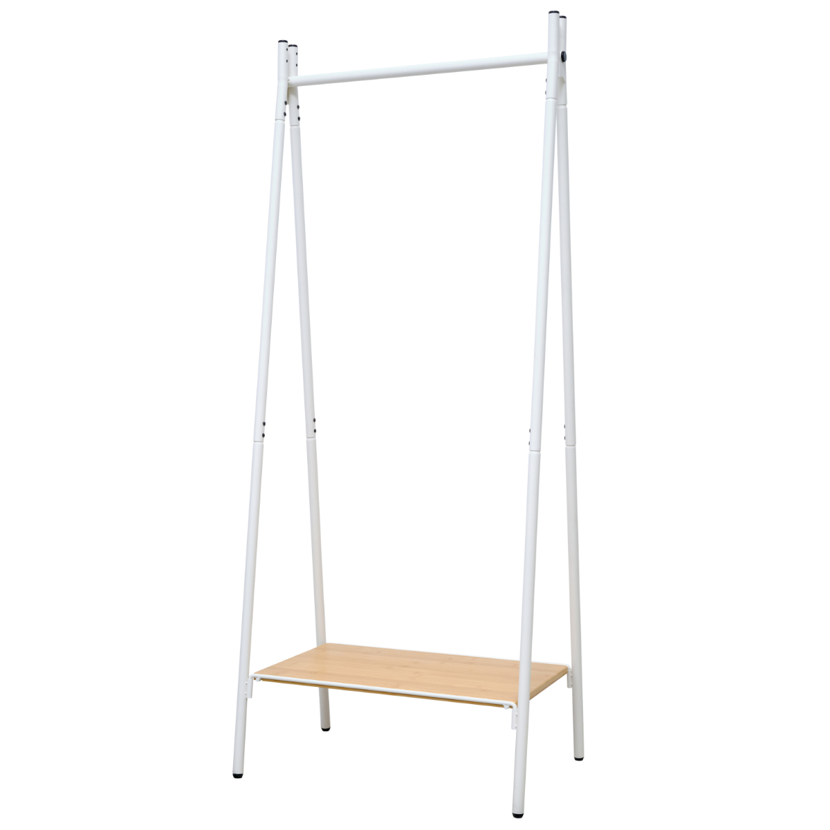 ハンガーラック 燕三条製 RACK A シェルフボード 棚付 幅65cm ( アジャスター付き ポールハンガー コートハンガー 省スペース 収納 ハンガーポール コート掛け 玄関収納 ハンガー 国産 頑丈 シンプル プランターラック ) 【ホワイト】 ホワイト
