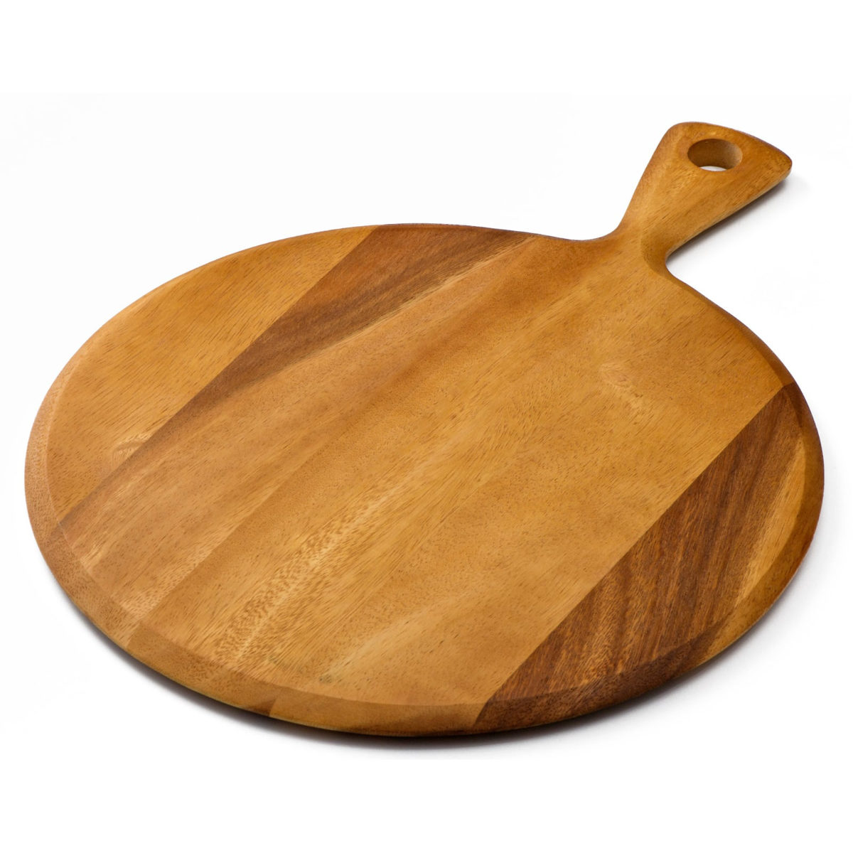 カッティングボード アカシア 丸 パドルボード L 奥行31cm ( 木製 ボード 丸型 ピザボード ピザ皿 プレート 皿 お皿 おしゃれ かわいい 北欧 北欧風 取っ手付き まな板 パン カフェ サービングボード )