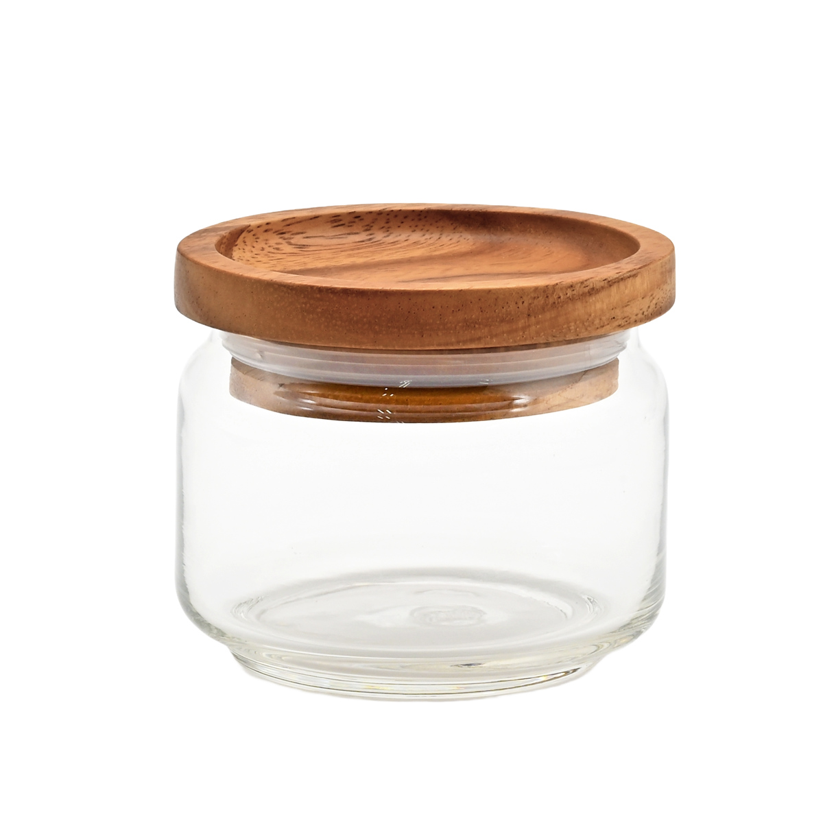 保存容器 ガラスジャー 325ml 天然木 アカシア ( キャニスター 保存瓶 ガラス 木蓋 木製フタ 密閉容器 ガラス保存瓶 びん スタッキング ガラス容器 透明 丸型 お菓子 スパイス 小物入れ おしゃれ )