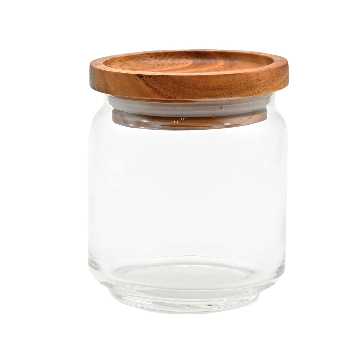 保存容器 ガラスジャー 500ml 天然木 アカシア ( キャニスター 保存瓶 ガラス 木蓋 木製フタ 密閉容器 ガラス保存瓶 びん スタッキング ガラス容器 透明 丸型 お菓子 スパイス 小物入れ おしゃれ )