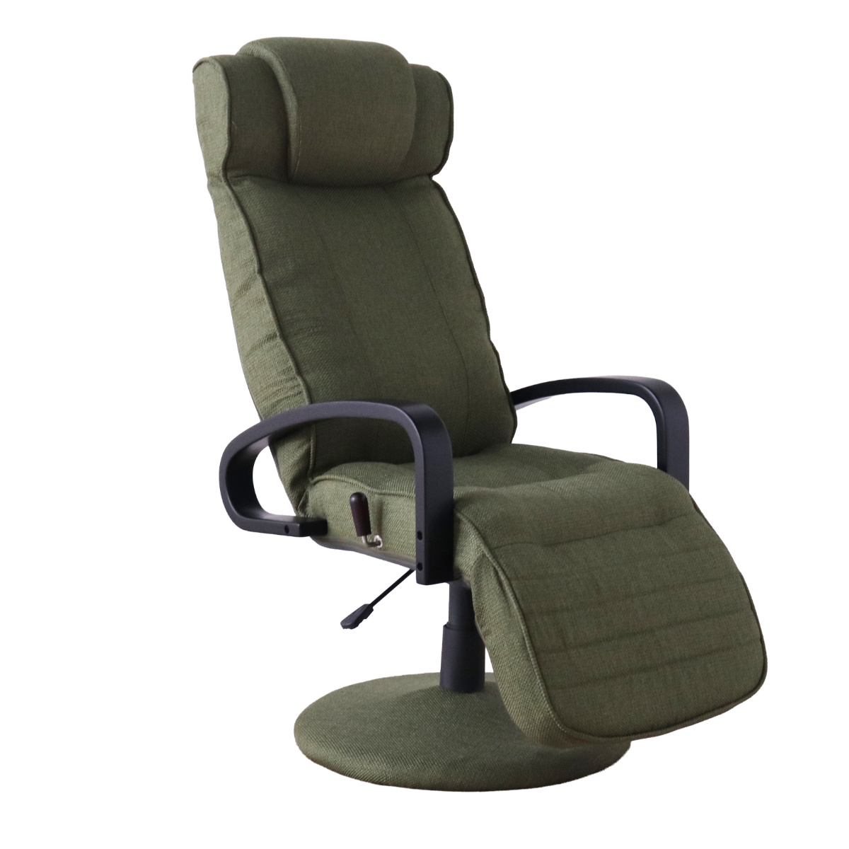 高座椅子 回転式 昇降式 ハイバック リクライニングチェア ポケットコイル ( 座椅子 回転 リクライニング 7段階 肘付き フットレスト ヘッドレスト 角度調節 高さ調整 1人掛け チェア 椅子 リラックス ファブリック ) 【グリーン】 グリーン
