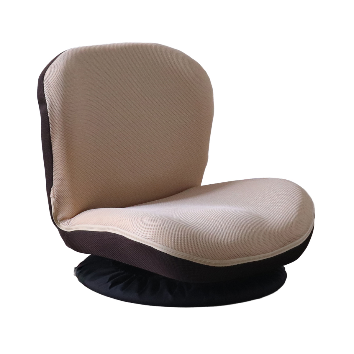 フロアチェア 回転 カム ローチェア 座椅子 ( 座いす 低い 1人掛け 椅子 チェア ソファ リクライニング 14段階 コンパクト ファブリック メッシュ 回転座椅子 ウレタン 背もたれ ) 【ベージュ】 ベージュ