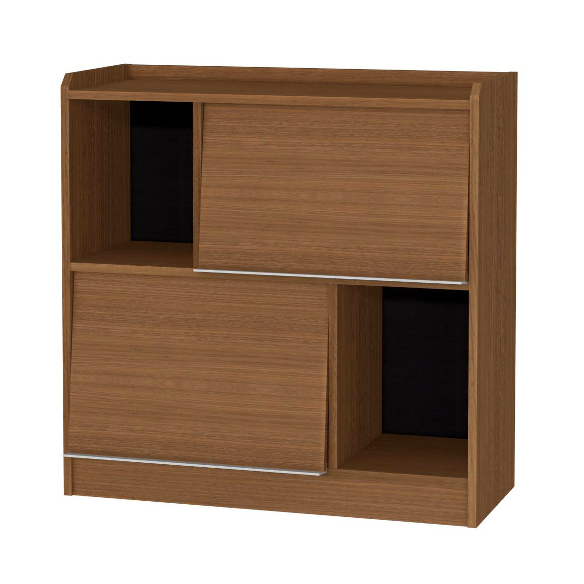 ディスプレイラック 幅88cm フラップ扉 ツートンカラー 日本製 ( ALE エール コレクションラック 棚 ラック 窓下 ディスプレイ 飾り棚 本棚 シンプル 低ホルムアルデヒド ) 【ウォールナットブラウン】 ウォールナットブラウン