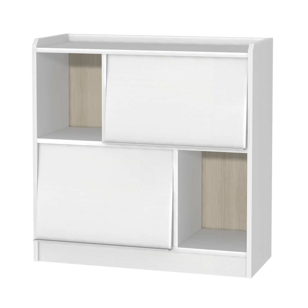 ディスプレイラック 幅88cm フラップ扉 ツートンカラー 日本製 ( ALE エール コレクションラック 棚 ラック 窓下 ディスプレイ 飾り棚 本棚 シンプル 低ホルムアルデヒド ) 【ホワイトウッド】 ホワイトウッド