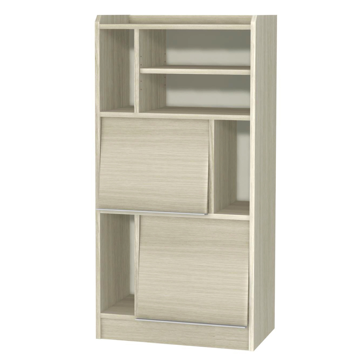 ディスプレイラック 幅60cm フラップ扉 ツートンカラー 日本製 ( ALE エール コレクションラック 棚 ラック 可動棚 ディスプレイ 飾り棚 本棚 シンプル 低ホルムアルデヒド ) 【グレーオーク】 グレーオーク