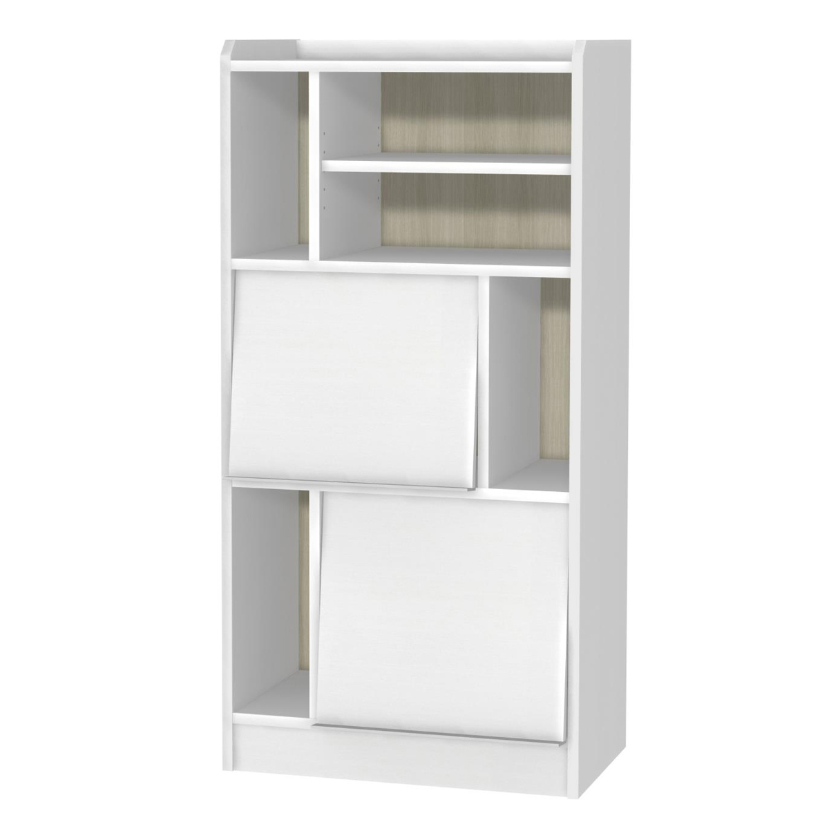 ディスプレイラック 幅60cm フラップ扉 ツートンカラー 日本製 ( ALE エール コレクションラック 棚 ラック 可動棚 ディスプレイ 飾り棚 本棚 シンプル 低ホルムアルデヒド ) 【ホワイトウッド】 ホワイトウッド