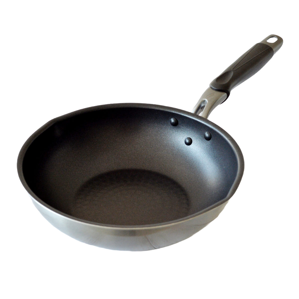 いため鍋 28cm IH対応 霞 日本製 ( ガス火対応 オール熱源対応 金属ヘラOK ふっ素加工 軽い 国産 炒め鍋 28センチ フッ素加工 フッ素コーティング アルミ製 軽量 シリコンハンドル )