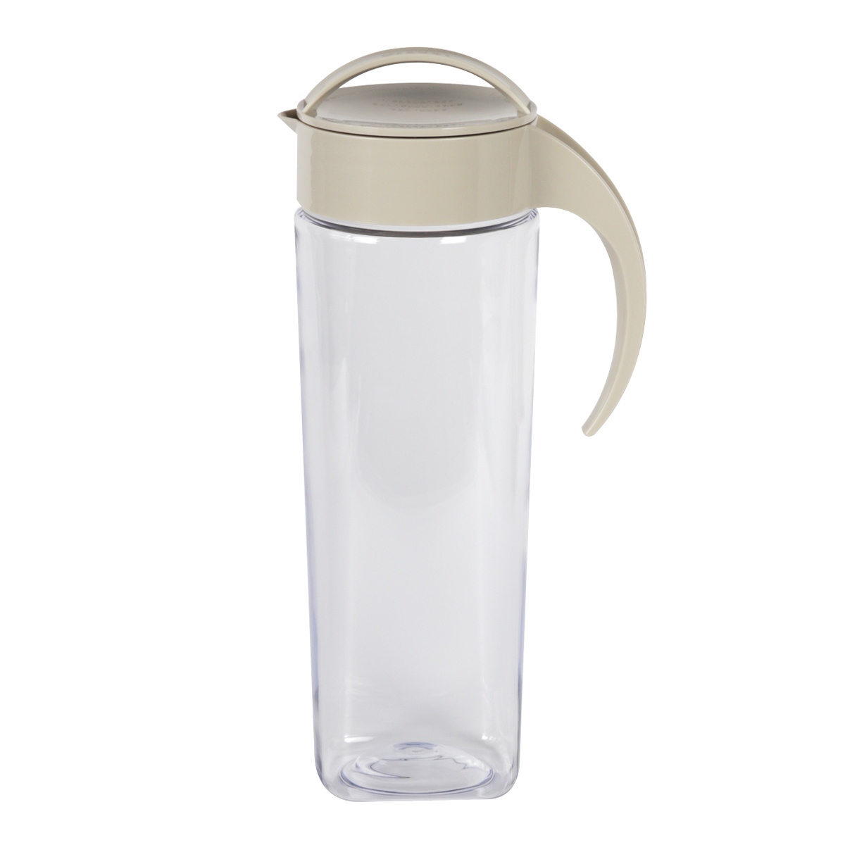 ピッチャー 1.9L スリムジャグ ( 麦茶ポット 冷水筒 冷水ポット 耐熱 横置き 大容量 洗いやすい 冷蔵庫 ポケット 日本製 広口 持ちやすい おしゃれ 倒して 寝かせて 置ける 冷茶ポット ) 【ベージュ】 ベージュ