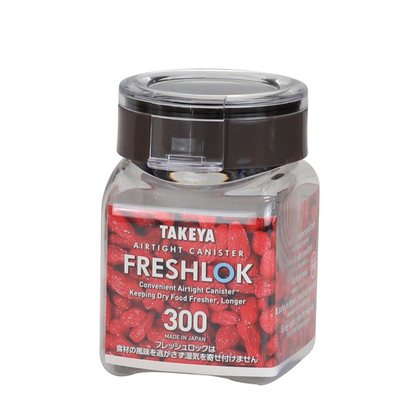保存容器 300ml フレッシュロック 角型 お得な同色6個セット 選べるカラー 白 緑 茶 ( キッチン収納 キャニスター 調味料入れ ストッカー 密閉 透明 日本製 プラスチック ワンタッチ 高気密 引き出し収納 軽量 おしゃれ FRESHLOK ) 【チャコールブラウン】 チャコールブラウン