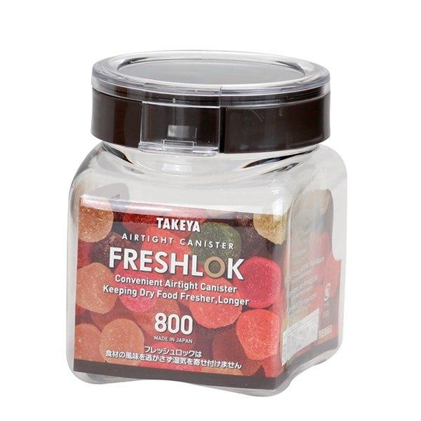 保存容器 800ml フレッシュロック 角型 お得な同色6個セット 選べるカラー 白 緑 茶 ( キッチン収納 キャニスター 調味料入れ ストッカー 密閉 透明 日本製 プラスチック ワンタッチ 高気密 引き出し収納 冷蔵庫収納 中が見える ) 【チャコールブラウン】 チャコールブラウン